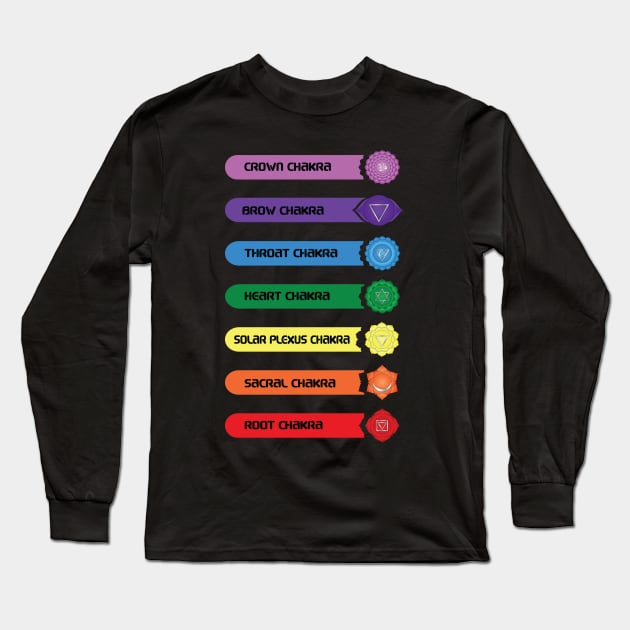 Chakras 7 Chakra Yoga Meditation Newest Design Long Sleeve T-Shirt by Global Creation